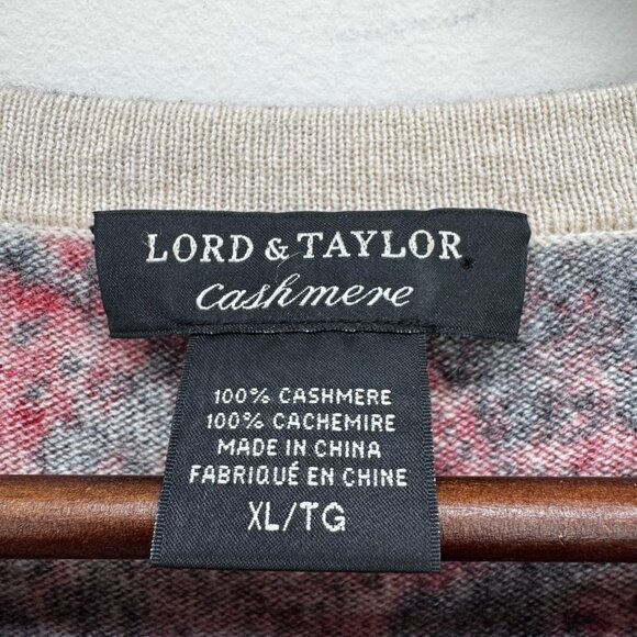 Vintage Lord & Taylor 100% Cashmere Red Snake Print Sweater Size XL - Picture 3 of 5